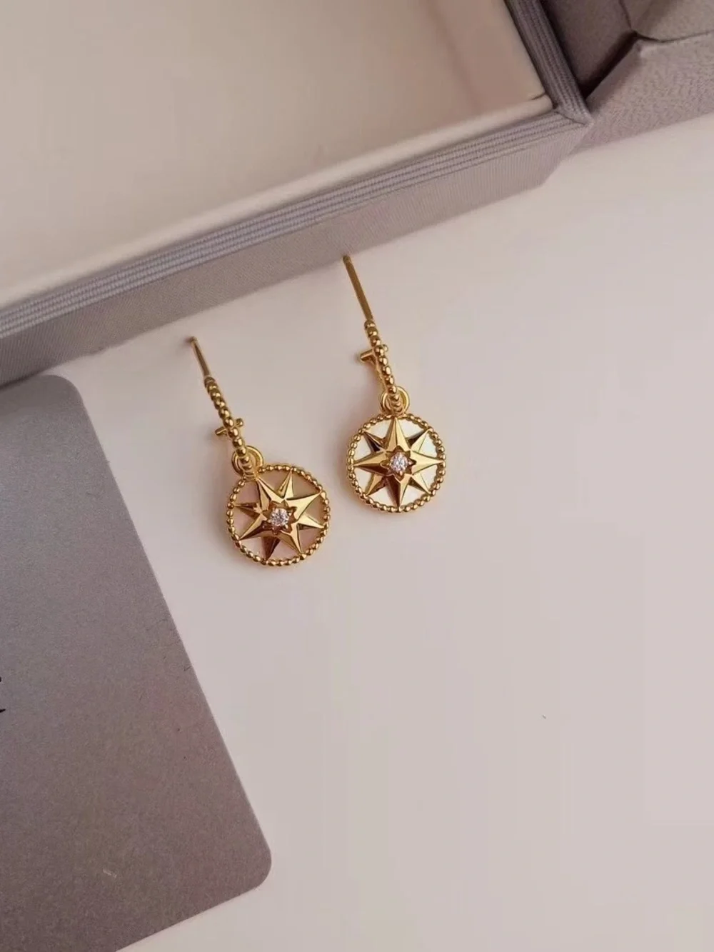 Diorr Gold Star Compass Medallion Necklace
